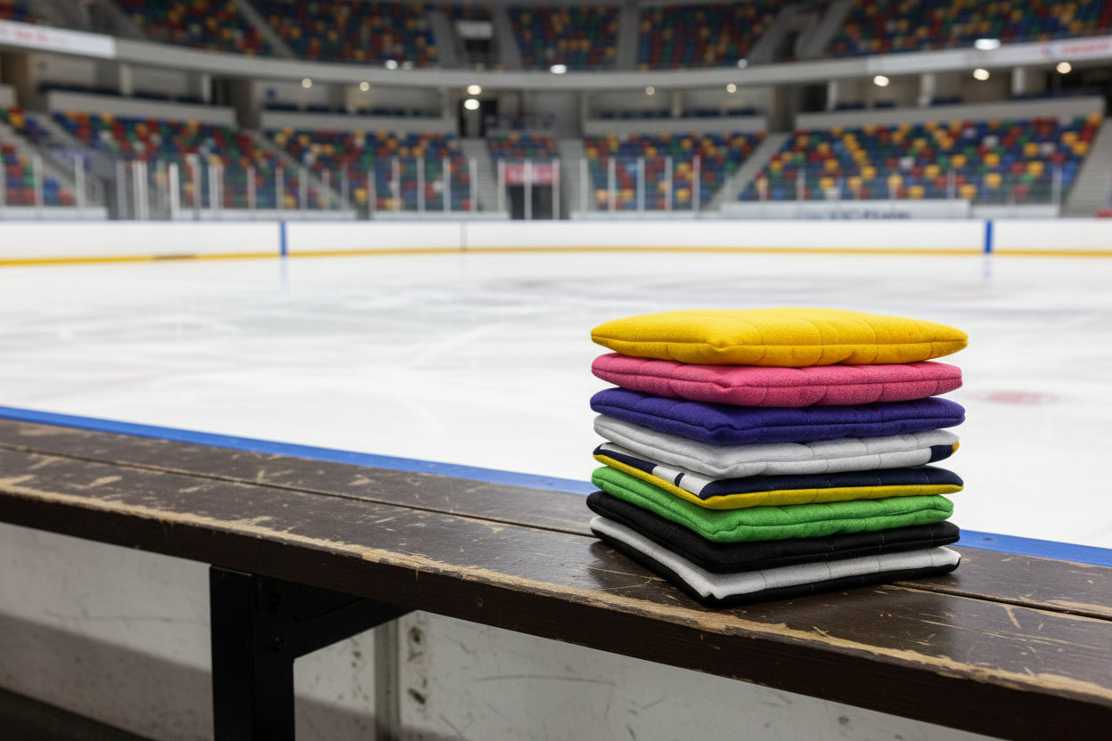 makeup bag, dop kit, hockey, ringette, reworked clothing